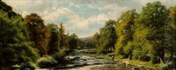 "paisaje Con Pescador En El Rio". - view 1
