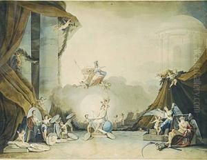 Alegoria De Las Artes Con El Templo De La Fama Al Fondo by Jose Ribelles Y Helip