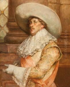 Caballero Con Sombrero Y Gran Cuello De Encaje by Roman Ribera