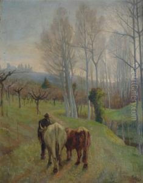 Paesaggio Con Contadino E Buoi - view 1