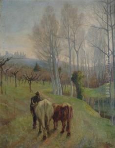 Paesaggio Con Contadino E Buoi
