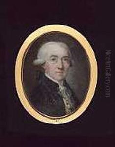 A Gentleman, Wearing Black Coat, Ochre-coloured Waistcoat, White Lace Cravat And Powdered Wig Tied by Ribou