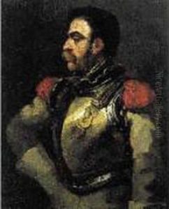 Hommage A Gericault : Portrait D'un Carabinier De L'empire Huile Sur Toile. 100 X 82 Cm