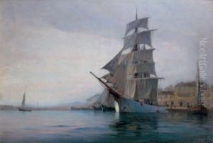 Voilier Dans Le Port De St Tropez by Georges Ricard-Cordingley