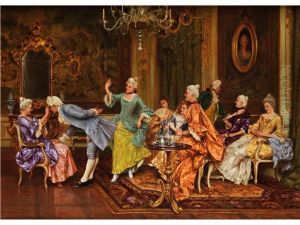 Rokoko-interieur Mit Heiterer Hofischer Gesellschaft Rokoko-interieur Mit Heiterer Hofischer Gesellschaft