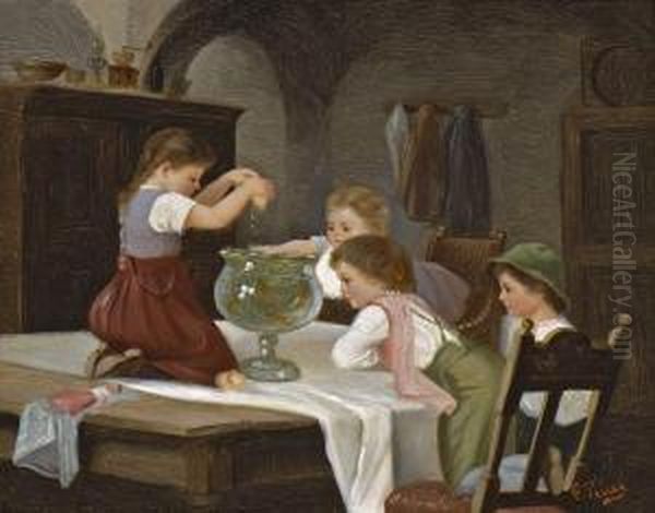 Kinder Mit Goldfischglas - view 1