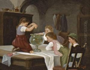 Kinder Mit Goldfischglas by Camillo Ricci