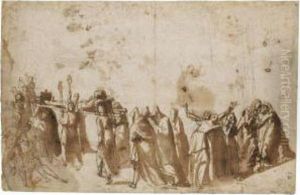 Recto: A Funeral Procession by Giovanni Battista Ricci Da Novara