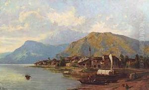 Veduta Di Paese Sul Lago - view 1