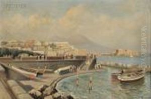 Bustling Harbor, Bay Of Naples by Oscar Ricciardi