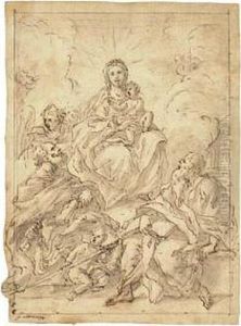 The Virgin And Child With Two Male Saints And Angels The Virgin And Child With Two Male Saints And Angels