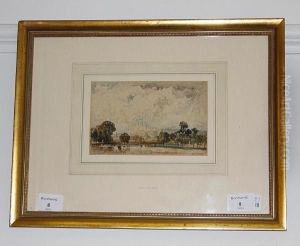 Country Landscape With Cathedral In The Distance by Alfred William Rich