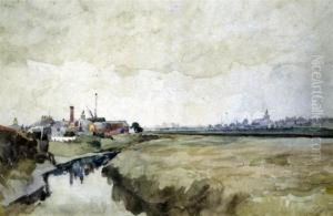 Landscape Signed And Dated Croydon '96 by Alfred William Rich
