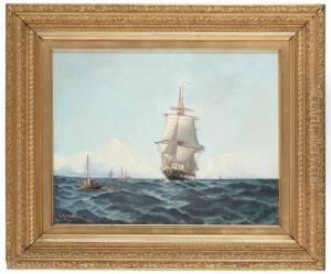 Swedish Ship At Open Sea by Otto Ludvig Richarde