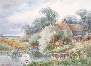 Ducks By A Watermill; A Rural Landscape