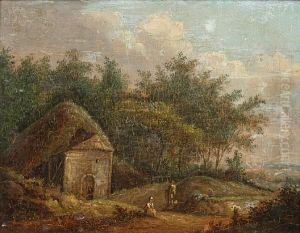 Figures By A Cottage In A Wooded Landscape;and Companion by John Inigo Richards