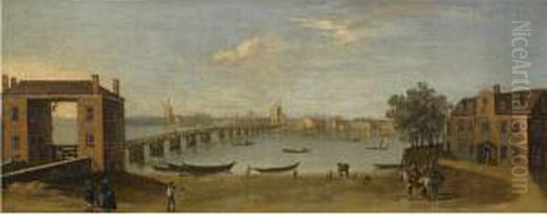 View Of The Thames At Putney Bridge, From The Fulham Bank, With The Swan Inn - view 1