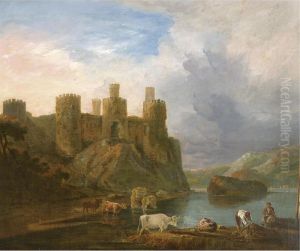 Figures And Cattle Before Conway Castle