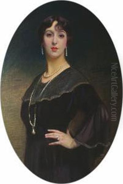Portrait Of An Elegant Lady Wearing A Purple Dress. - view 1