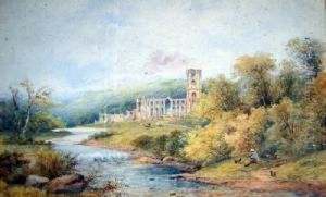 Fountains Abbey Signed 11 X 18in by Charles Richardson