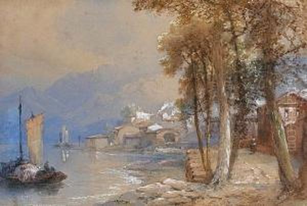 Italian Lake Scene With Mountains In Thedistance - view 1
