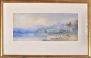 A Ruined Abbey By A River: Probably Tintern by Edward M. Richardson