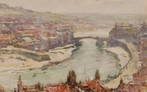 Extensive View Over Whitby Harbour by Frederick Stuart Richardson