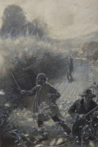 Bright October - Beating A Hedgerow by Harry Linley Richardson