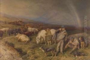 Highland Drovers On The Way To Market by John Isaac Richardson