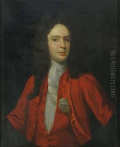 Portrait Of A Gentleman, Half-length, In A Red Coat And A White Cravat by Jonathan Richardson