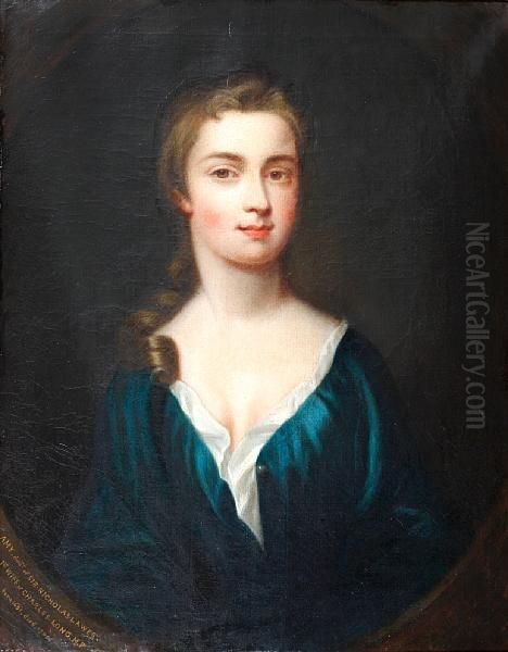 Portrait Of A Young Lady, Reputed To Be Amylawes, Bust Length, Wearing Blue Dress - view 1
