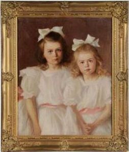 Double Portrait Of Two Young Sisters by Mary Neal Richardson