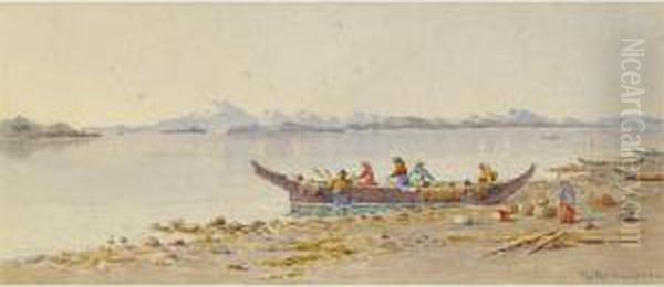 Natives Loading Canoes - view 1
