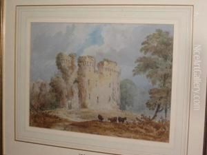 Castle Ruins With Figures Before