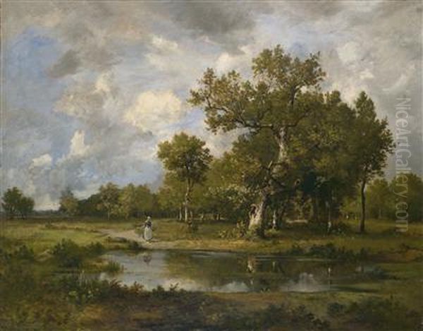Landscape With Stream And Walker - view 1