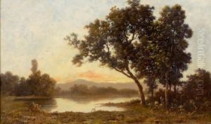 Soleil Couchant Sur Le Lac