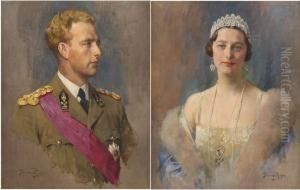 Portraits Du Roi Leopold Iii Et 
 De La Reine Astrid