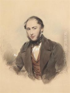Portrait Of A Gentleman With Sideburns by George Richmond