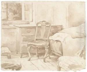 An Interior With A Chair By A Chest Of Drawers (recto); A Shepherdwith His Flock (verso)
