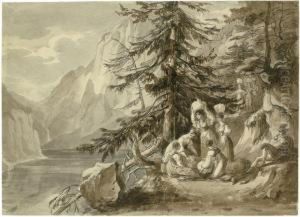 Rastende Gesellschaft Am Ufer Des Konigsees by Carl August Richter