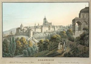 Prague Castle From The Summer Palace Ofqueen Anne by Carl August Richter