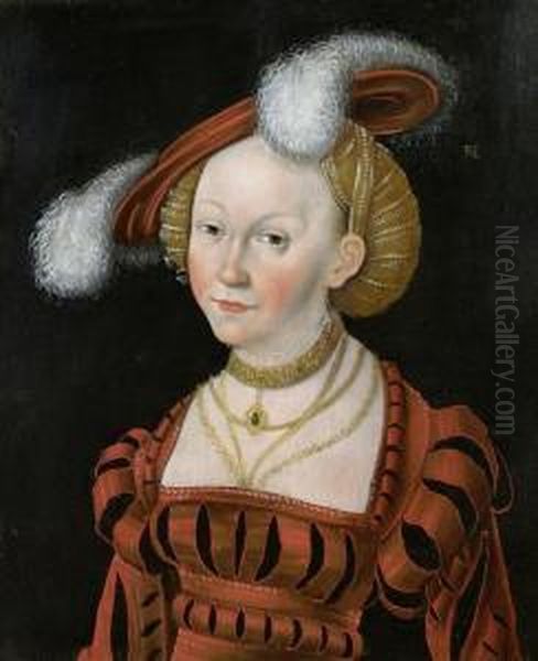Portrait Of A Young Lady In Feathered Hat - view 1