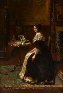 Lady In Interior by Edouard Frederic Wilhelm Richter