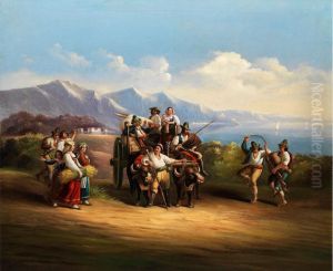 Neapolitanische Bauern Auf Dem Heimweg Von Der Ernte by Gustav Richter