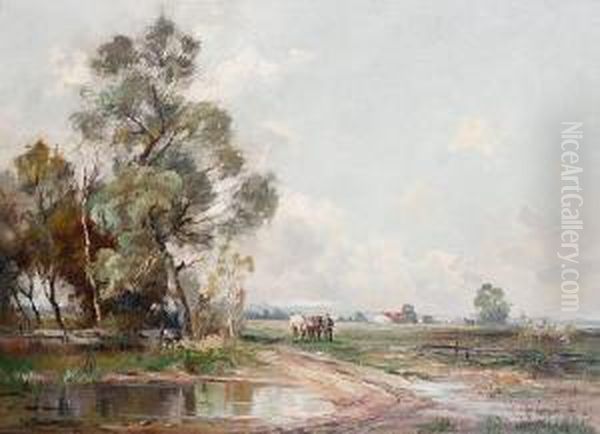 Herdsman And Cattle In An Open Landscape,schleisheim - view 1