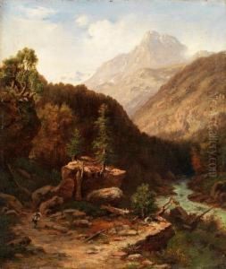 Berglandschaft Mit Bachlauf Zwischenfelsen