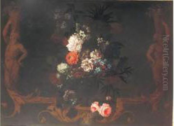 Bouquet De Fleurs Dans Un Vase En Verre - view 1
