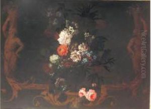 Bouquet De Fleurs Dans Un Vase En Verre by Nicolas Ricoeur