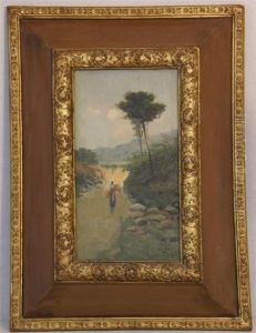 Continental Landscape With A Figure On A Country Lane by Francois Edme Ricois