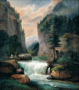 Paysage De Montagne by Francois Edme Ricois
